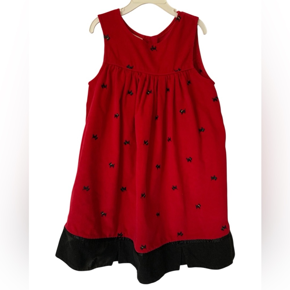 Samantha Says Corduroy Jumper Dress Girls Size 6X Red Black Scotty Dogs